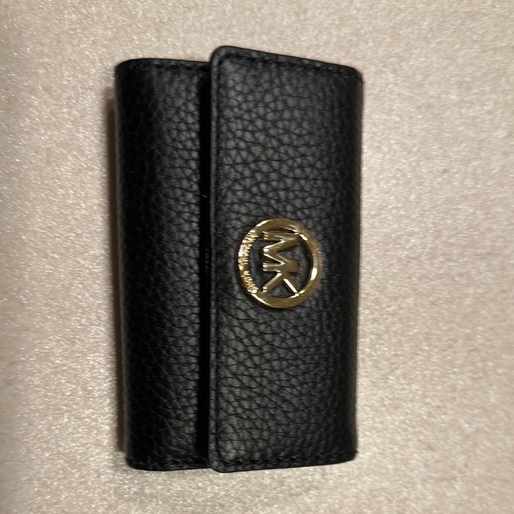 Michael Kors Black Leather Key Holder